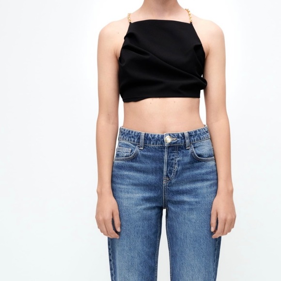 Zara black open back crop top - Picture 2 of 6